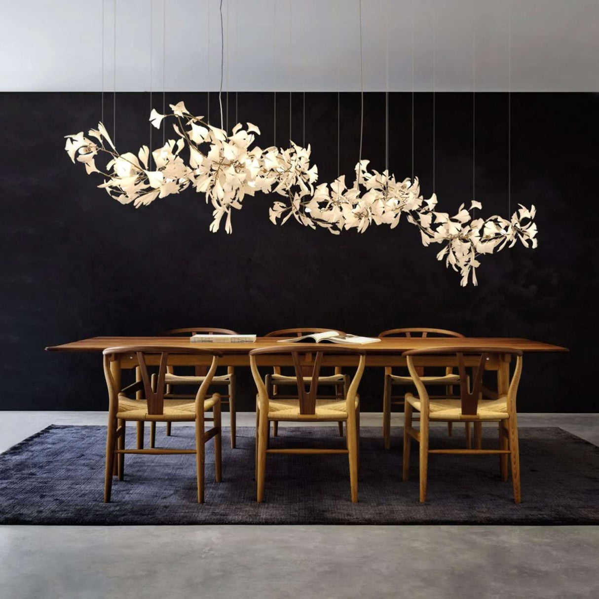 Gingko Leaves Linear Chandelier 197"