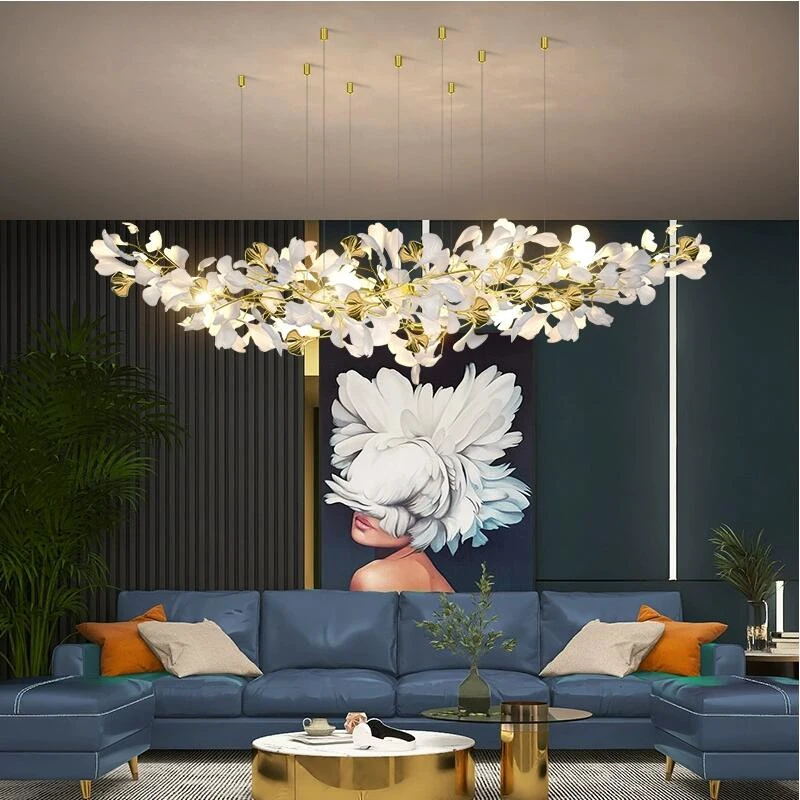 Gingko Leaves Linear Chandelier 197"