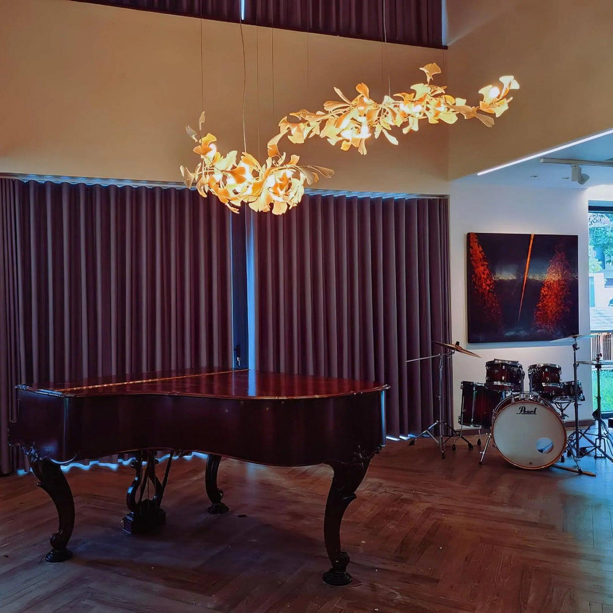 Gingko Leaves Linear Chandelier 197"