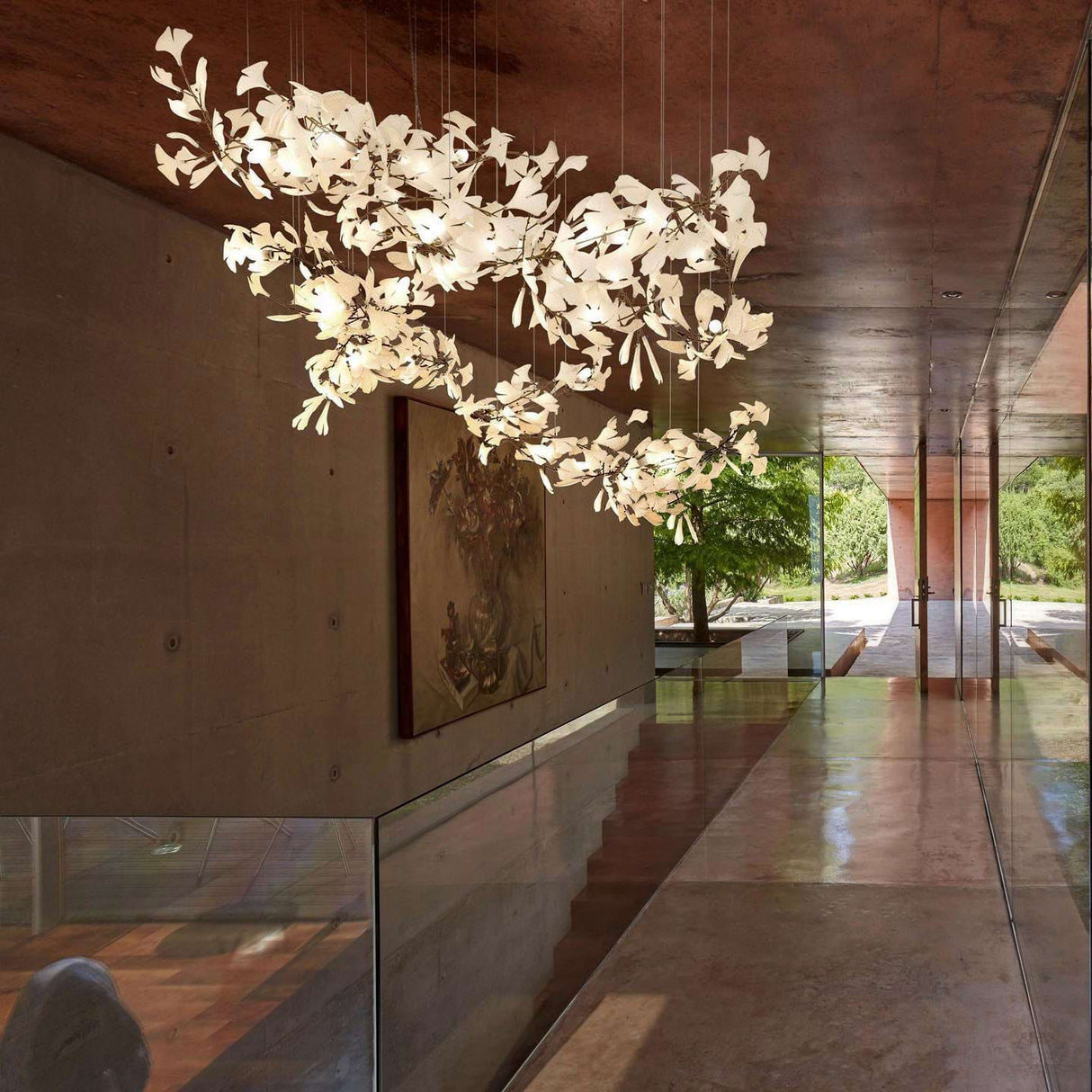 Gingko Leaves Linear Chandelier 197"