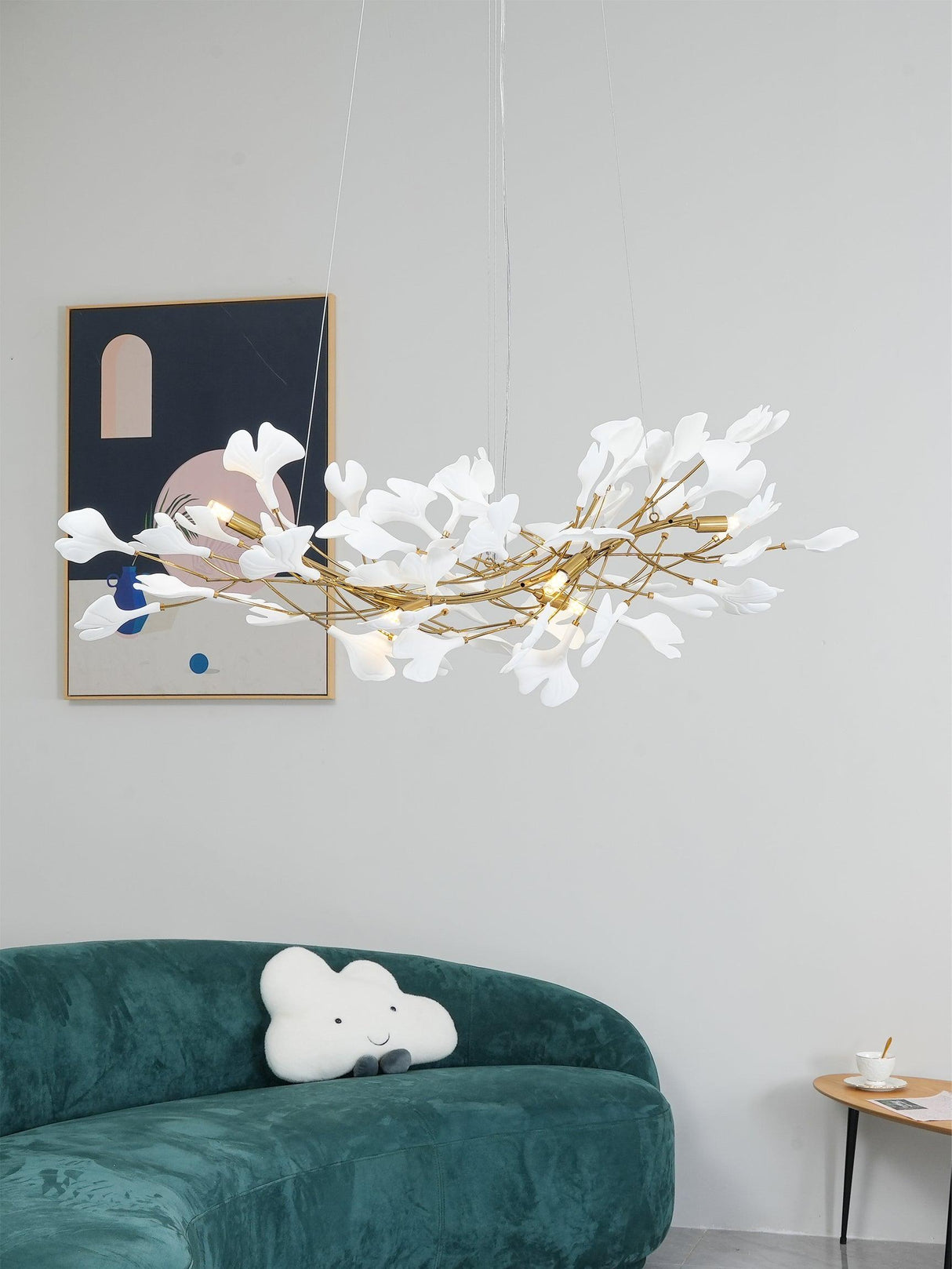 Gingko Chandelier B USE White and Gold