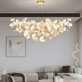 Gingko Chandelier B USE White and Gold