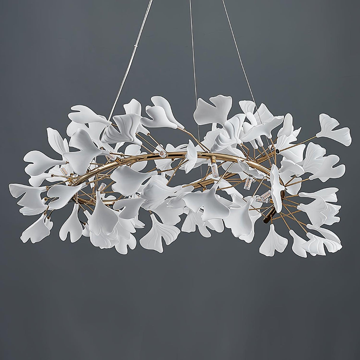 Gingko Chandelier U USE White and Gold