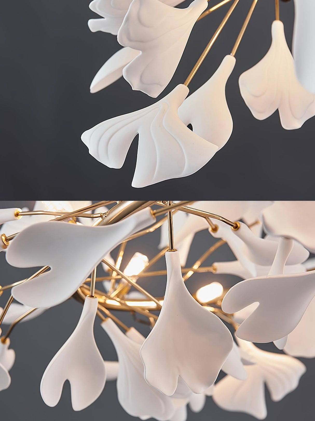 Gingko Chandelier U USE White and Gold