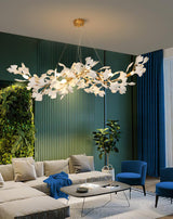 Gingko Chandelier K USE White and Gold