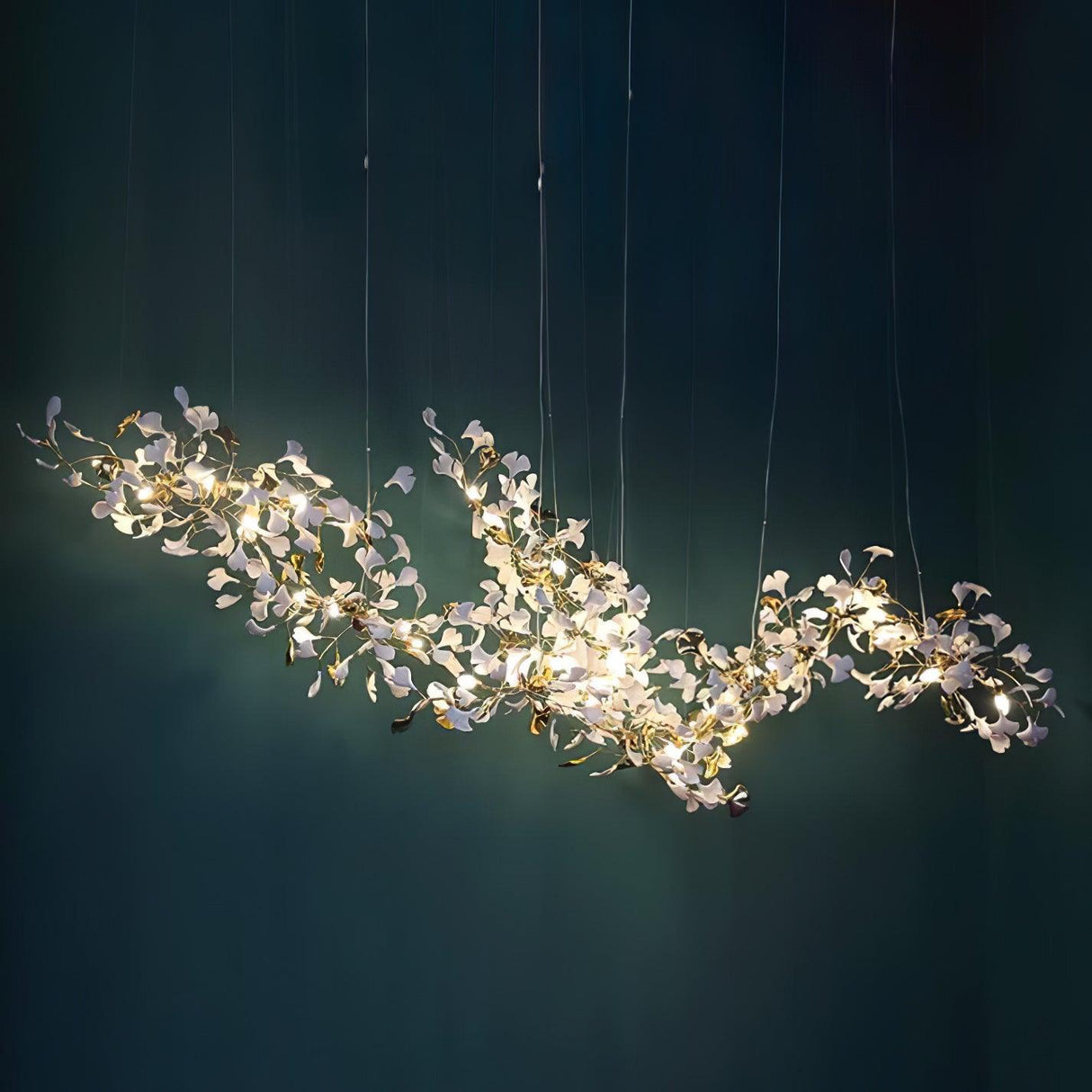 Gold White Leaves Combination Gingko Chandeliers