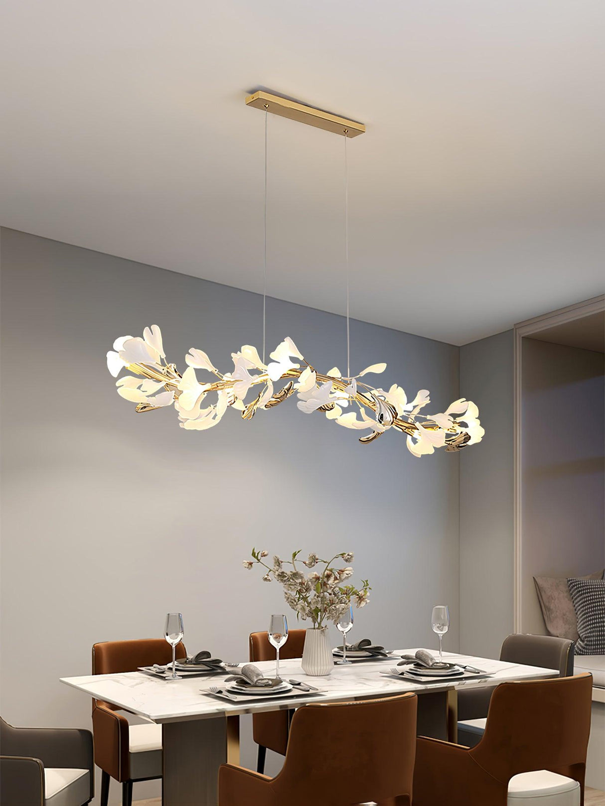 Gingko Linear Chandelier For Cord