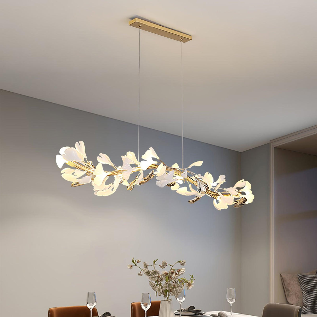 Gingko Linear Chandelier For Cord