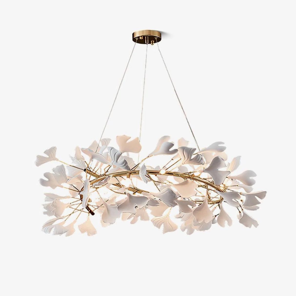 Gingko Chandelier U USE White and Gold