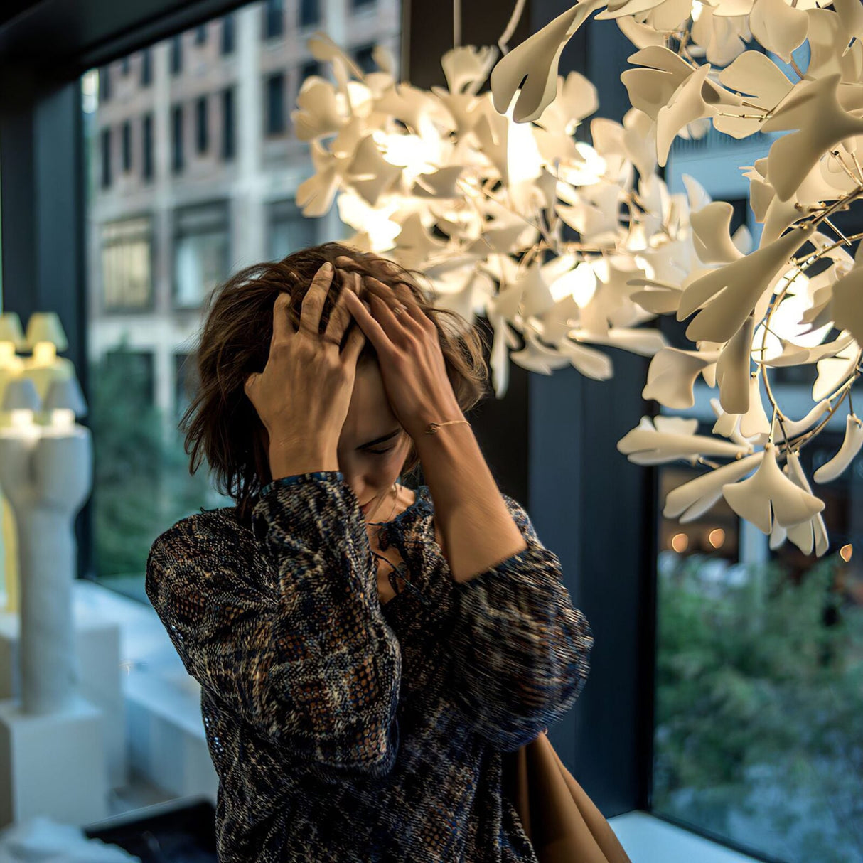 Gingko Leaves Linear Chandelier 197"