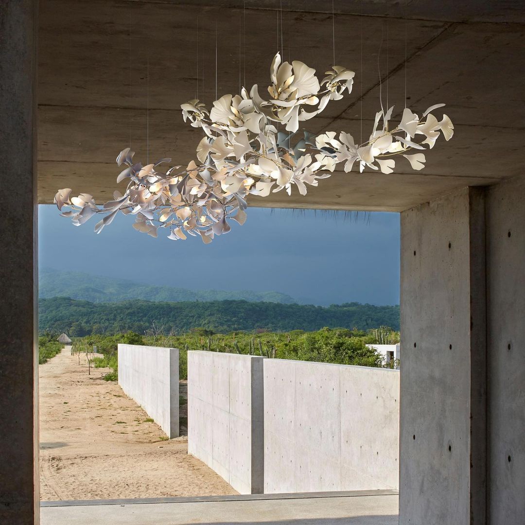 Gingko Leaves Linear Chandelier 197"