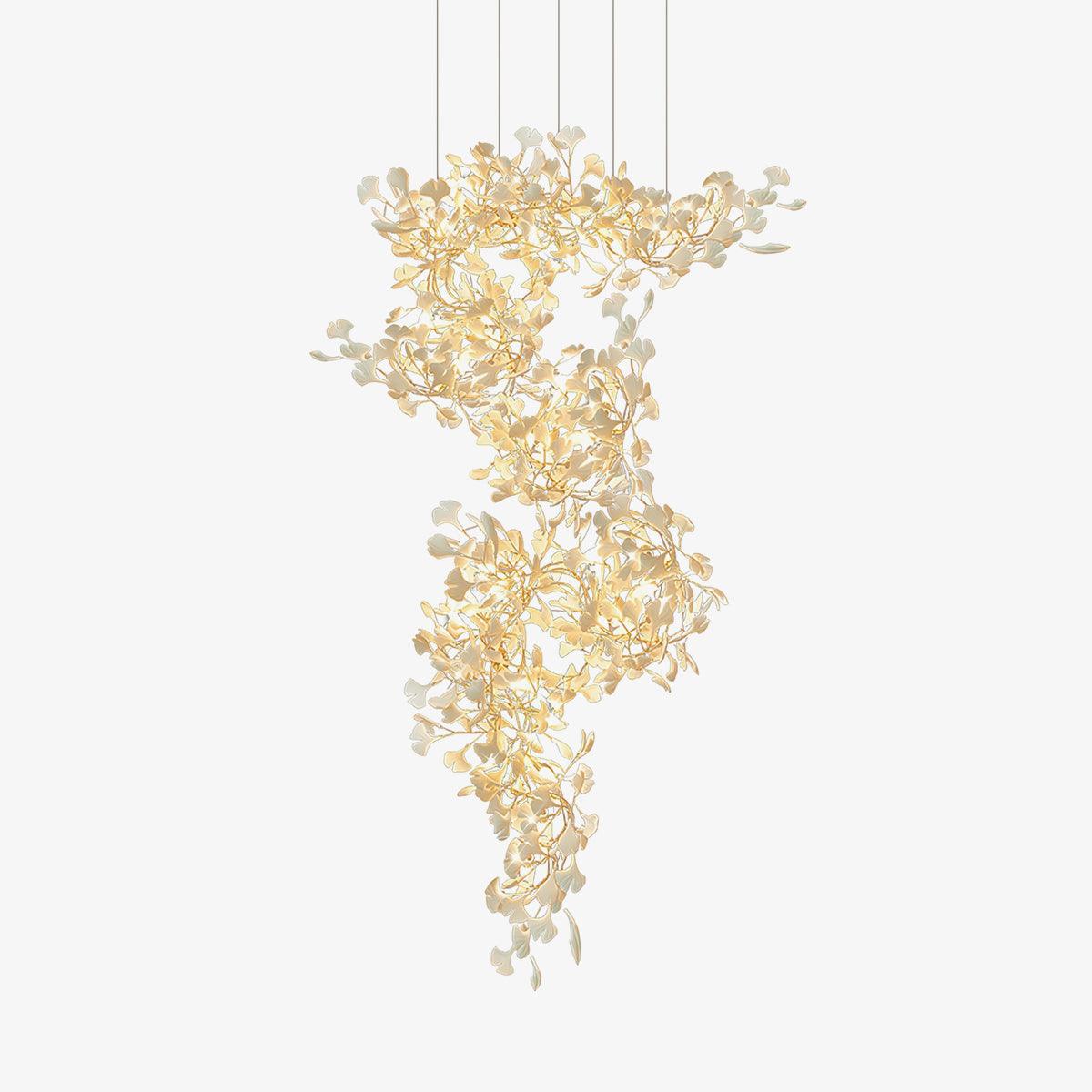 Gingko Chandelier F USE White and Gold