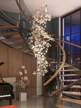 Gingko Chandelier F USE White and Gold