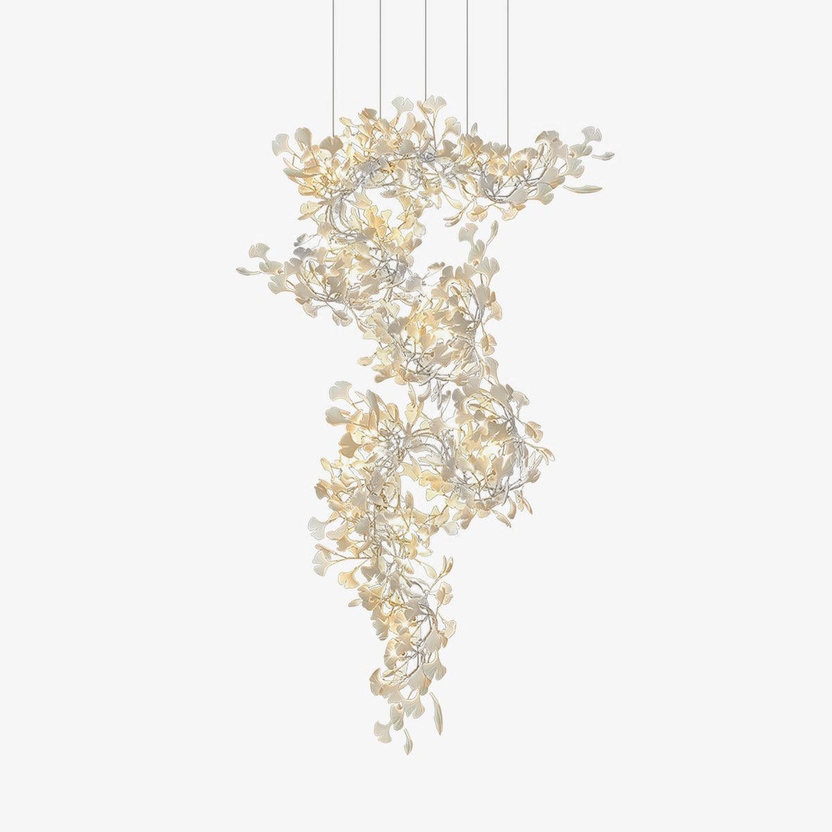 Gingko Chandelier F USE White and Gold