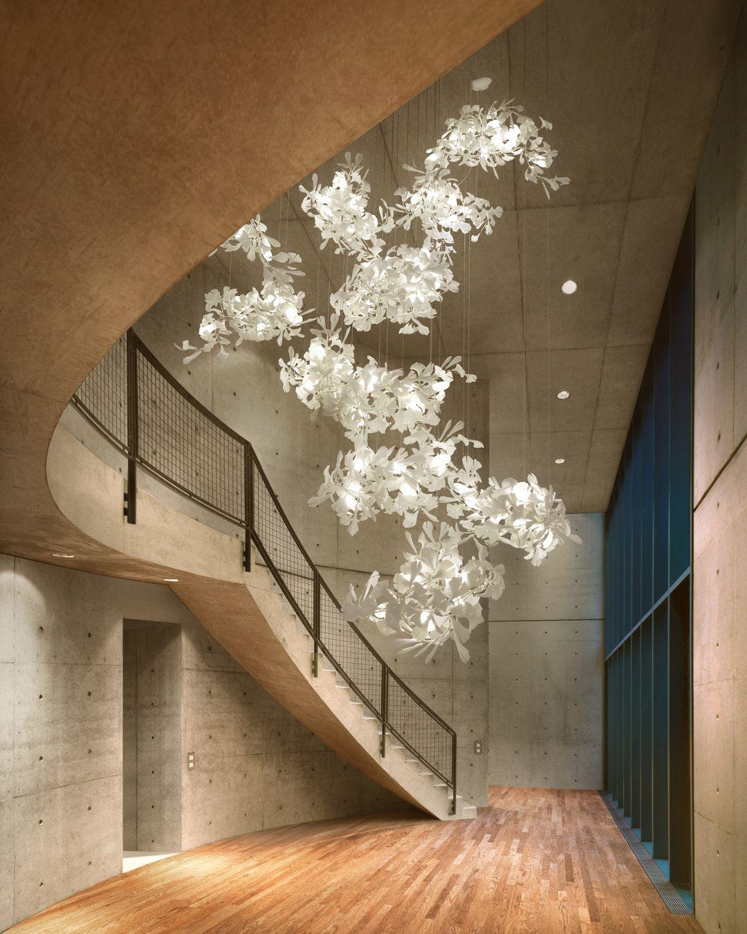 Gingko Chandelier F USE White and Gold