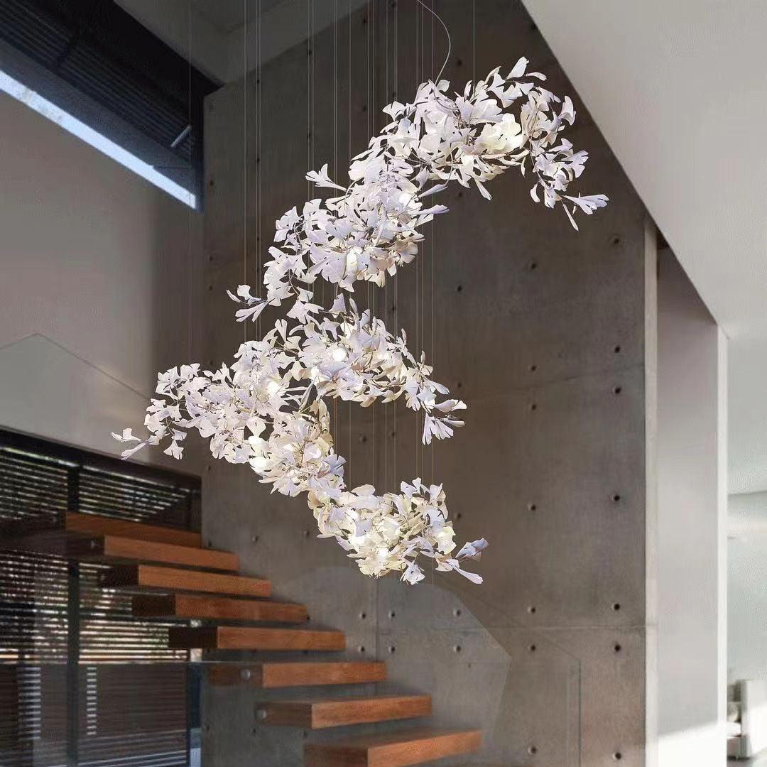 Gingko Chandelier F USE White and Gold