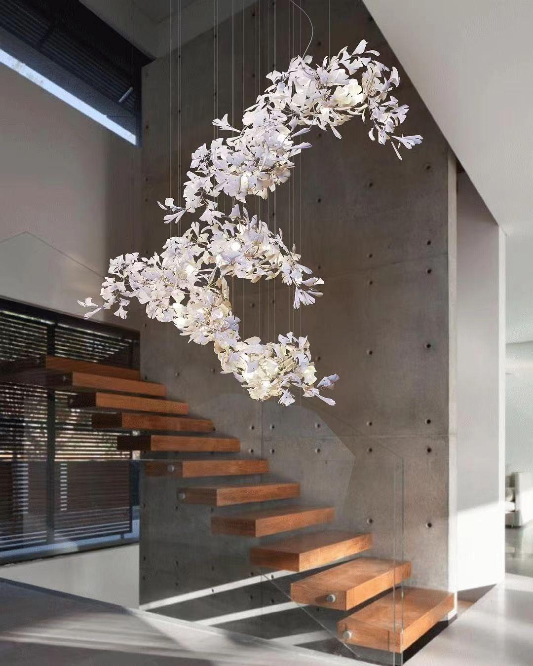 Gingko Chandelier F USE White and Gold