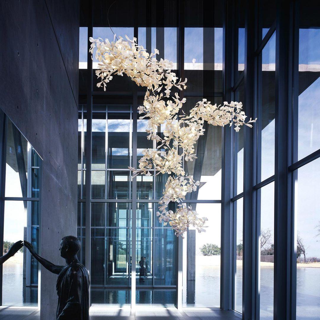 Gingko Chandelier F USE White and Gold