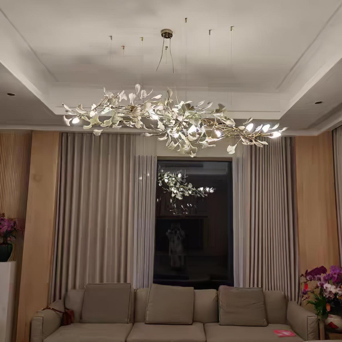 Gingko Chandelier B USE White and Gold