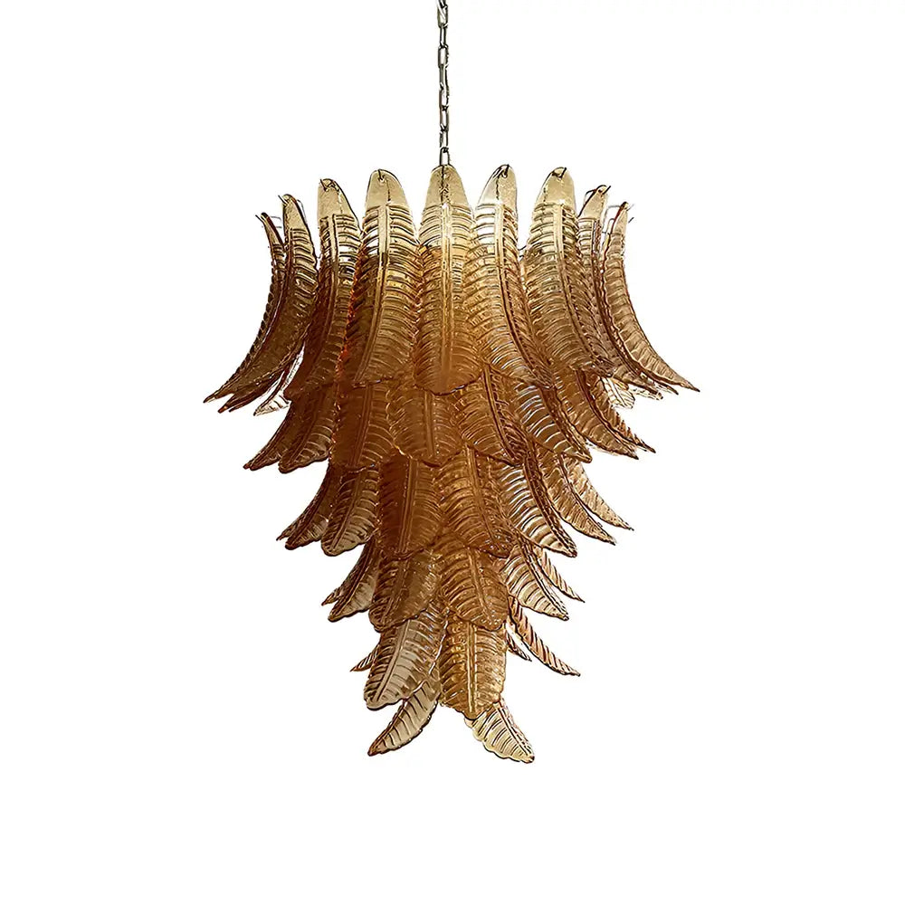 Gorgeous Murano Felci Amber Glass Chandelier 33.5"