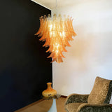 Gorgeous Murano Felci Amber Glass Chandelier 33.5"