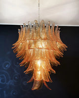 Gorgeous Murano Felci Amber Glass Chandelier 33.5"