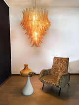 Gorgeous Murano Felci Amber Glass Chandelier 33.5"