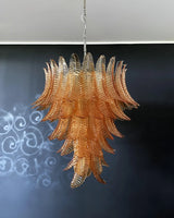 Gorgeous Murano Felci Amber Glass Chandelier 33.5"