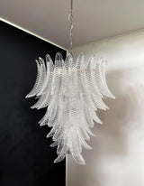 Gorgeous Murano Felci Transparent Glass Chandelier 33.5"