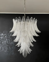 Gorgeous Murano Felci Transparent Glass Chandelier 33.5"