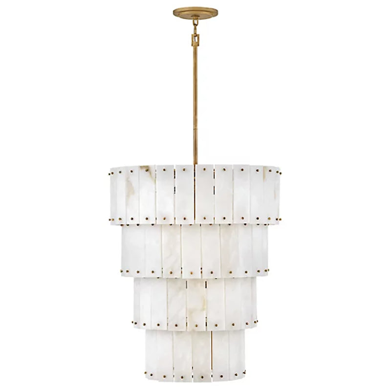 Simone Alabaster Round 4-Tier Chandelier