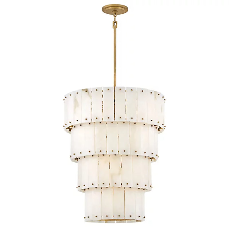 Simone Alabaster Round 4-Tier Chandelier