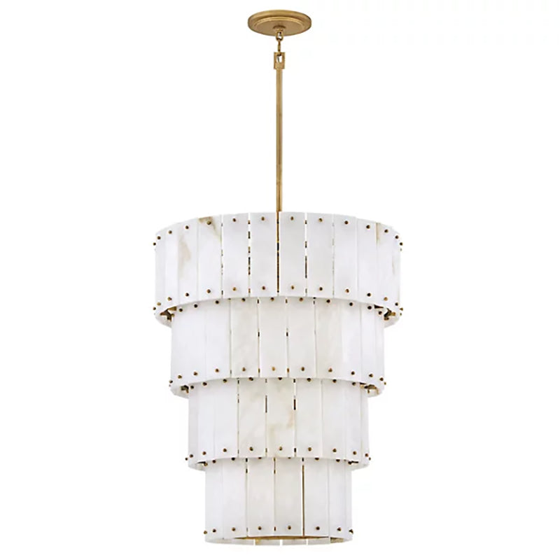 Simone Alabaster Round 4-Tier Chandelier