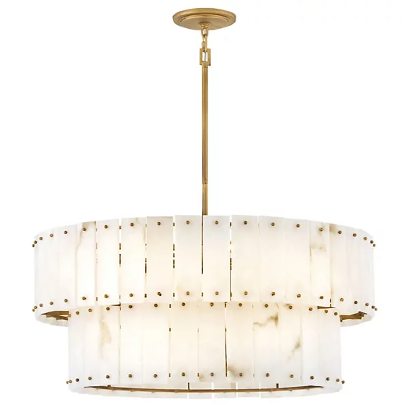 Simone Alabaster Drum 2-Tier Chandelier