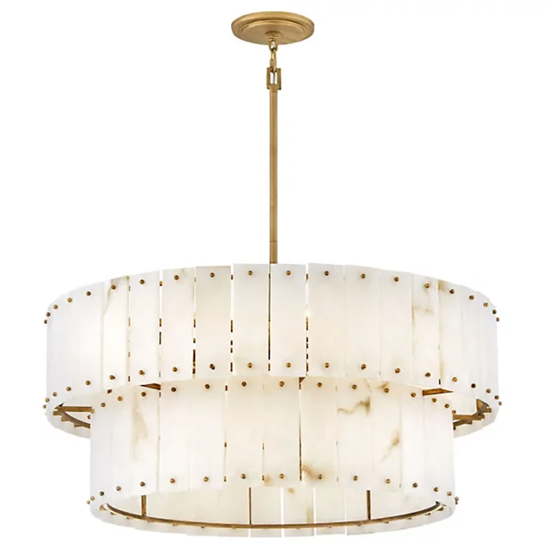 Simone Alabaster Drum 2-Tier Chandelier