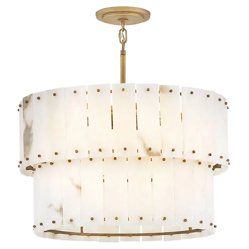 Simone Alabaster Round 2-Tier Chandelier