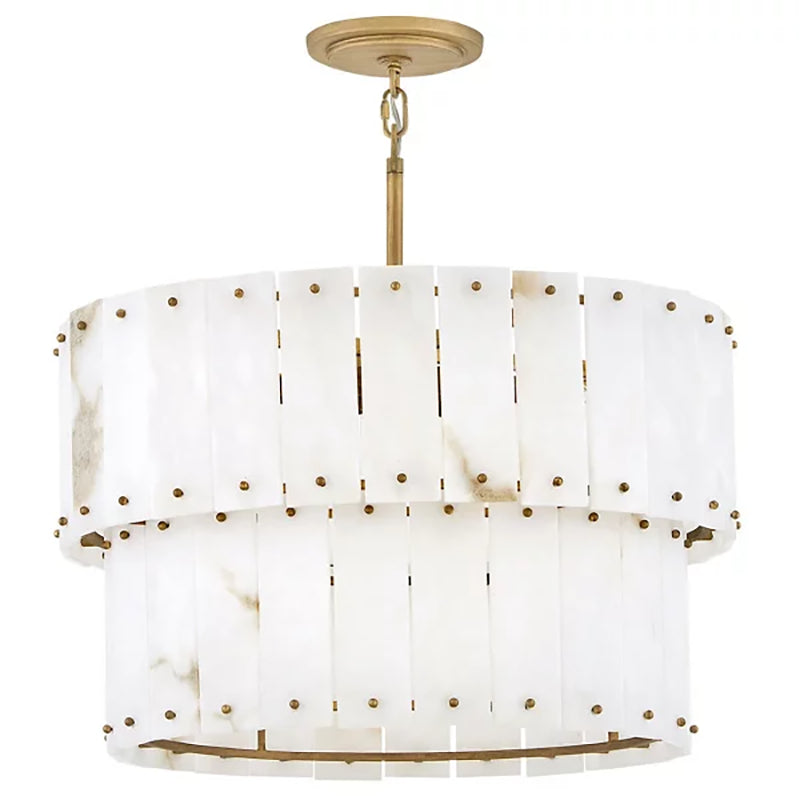 Simone Alabaster Round 2-Tier Chandelier