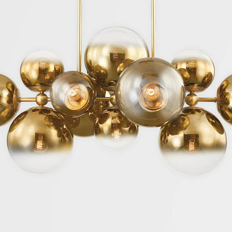 Art Glass Spherical Shade Kyoto Linear Chandelier