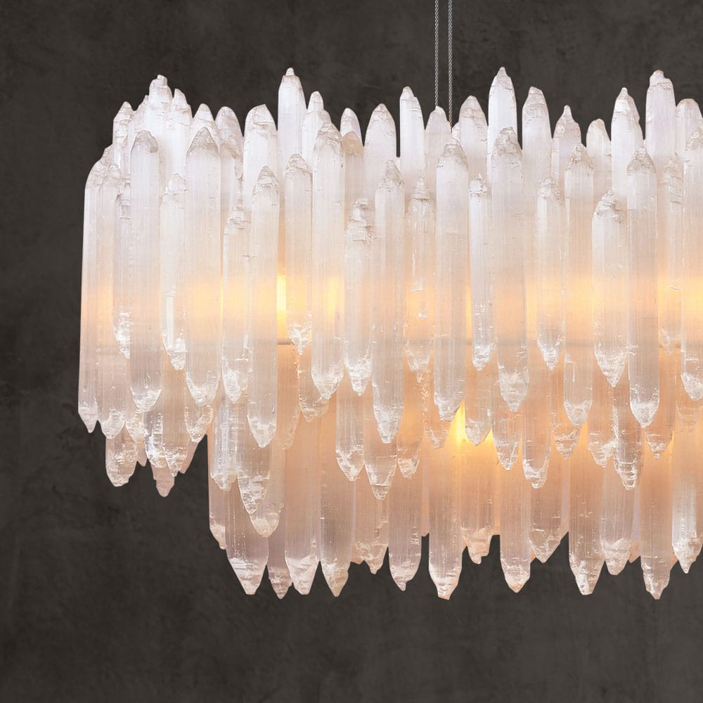 Art Selenite Layer Rectangular Chandelier