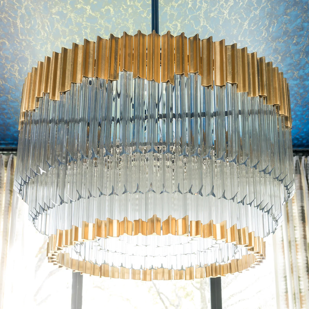 Charisma Crystal Rods Round 3-Tier Chandelier