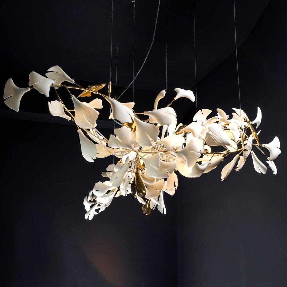 Gingko Chandelier G USE White and Gold