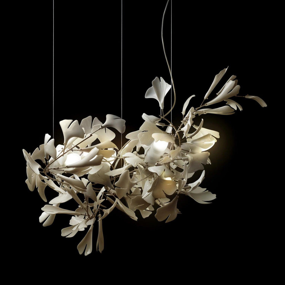 Gingko Chandelier G USE White and Gold