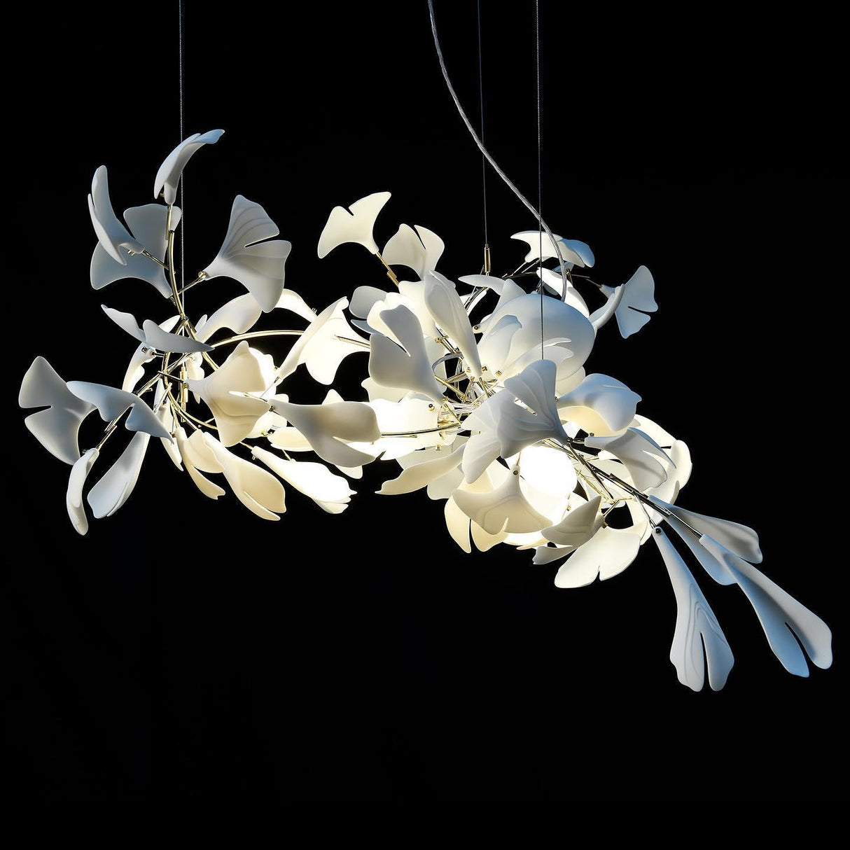 Gingko Chandelier G USE White and Gold