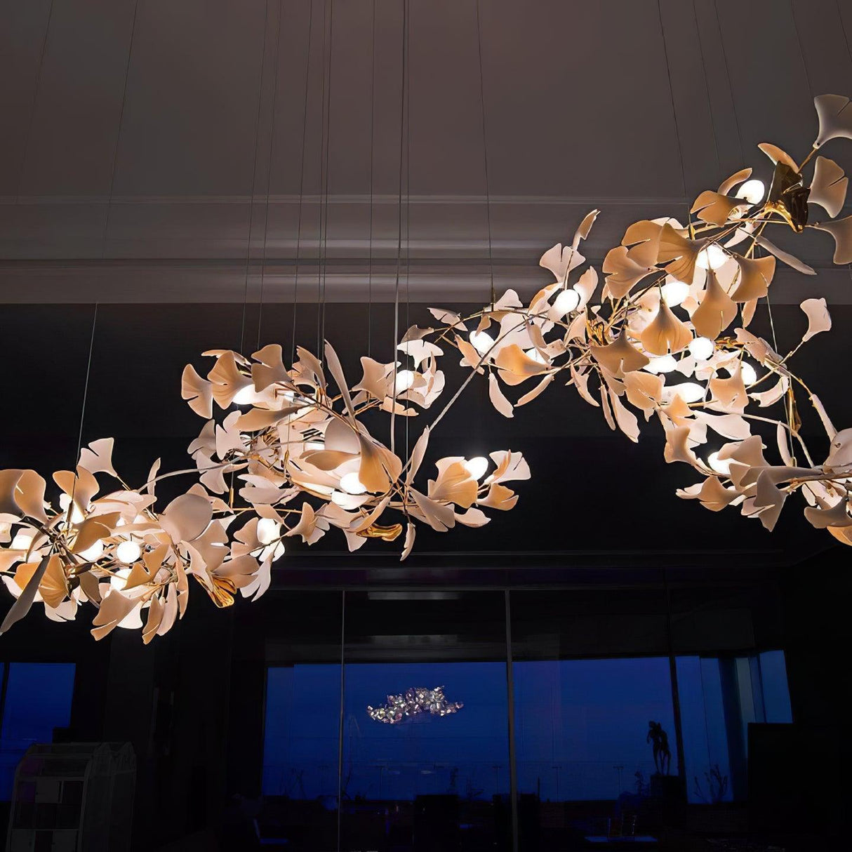 Gingko Chandelier G USE White and Gold