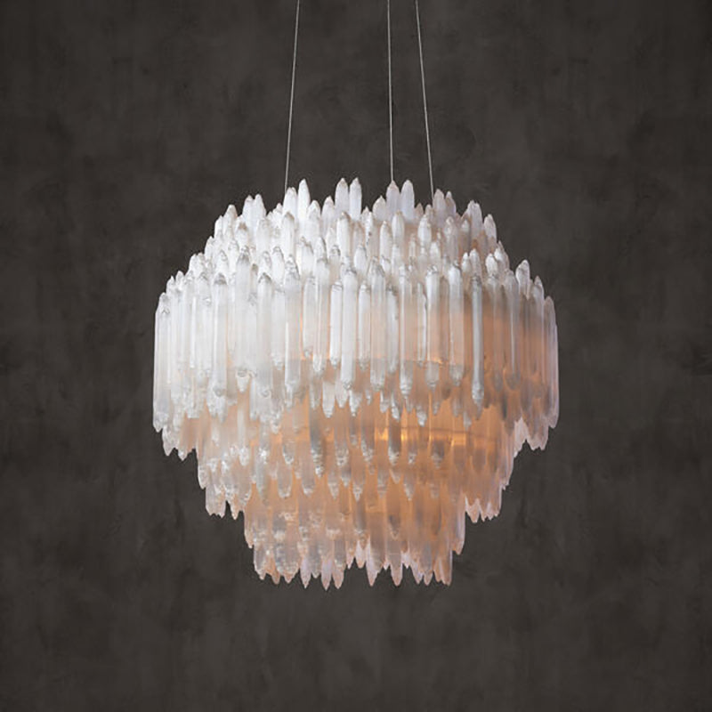 Art Selenite Layer Round Chandelier