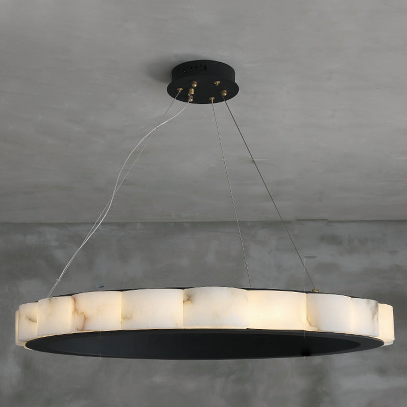 Moden Alabaster Round Chandelier Black