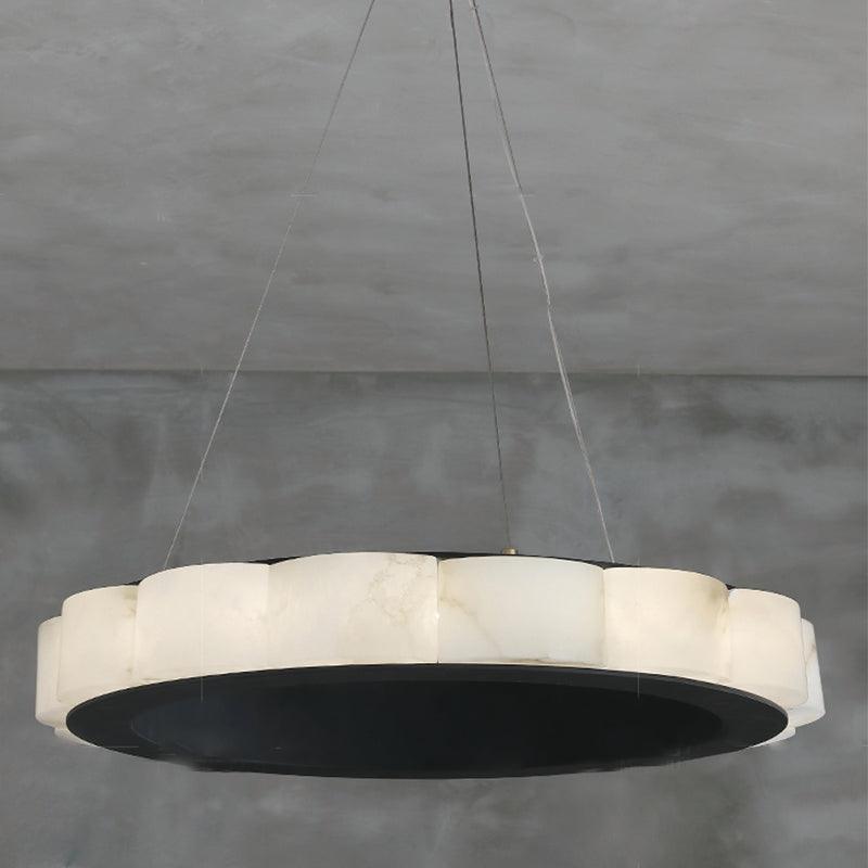 Moden Alabaster Round Chandelier Black