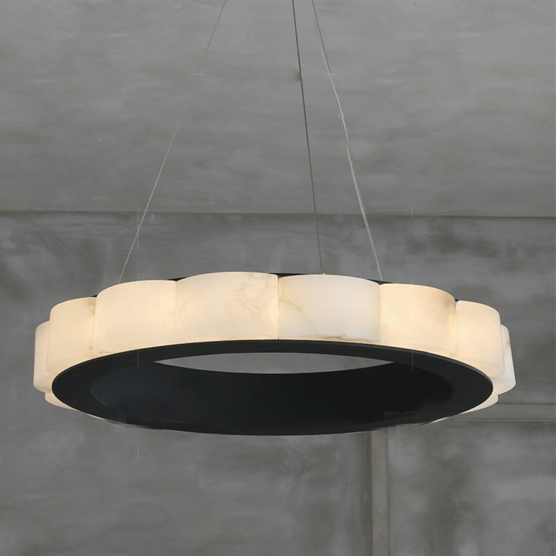 Moden Alabaster Round Chandelier Black