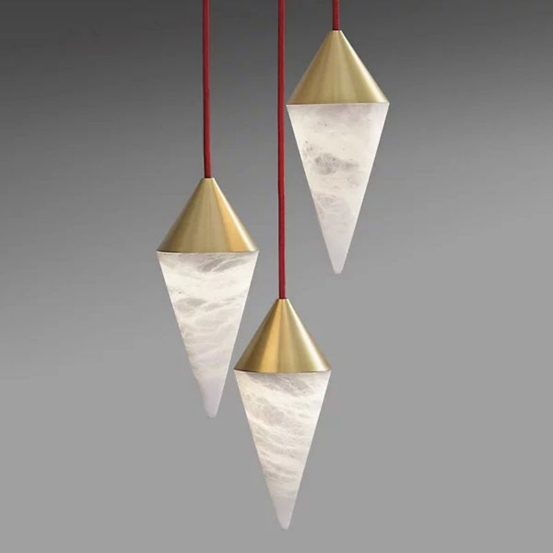 Modern Alabaster Cone Cluster Chandelier