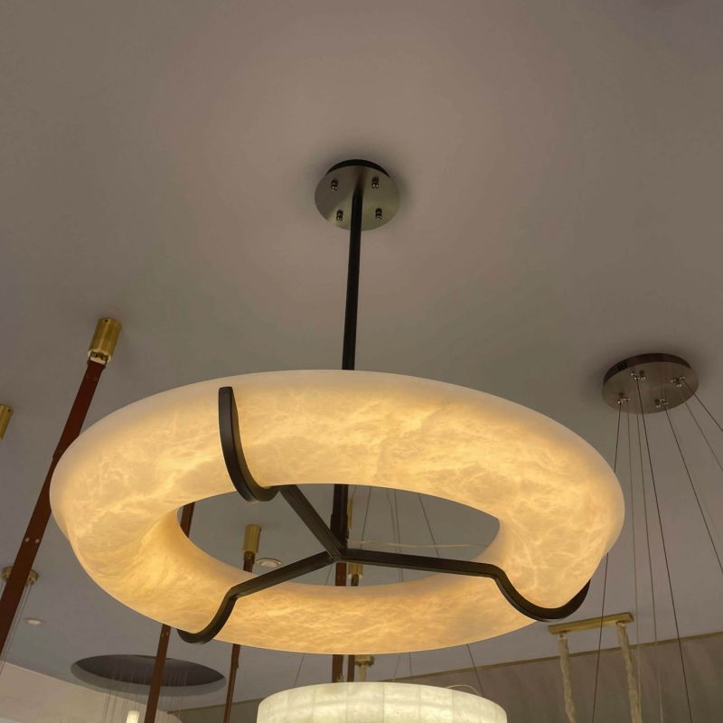 Modern Round Alabaster Chandelier 23'' 31'' 39''